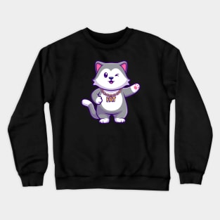 Cute Fat Husky Dog Cartoon Crewneck Sweatshirt